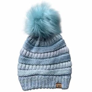 DAVID AND YOUNG Blue Pom Toddler Winter Hat